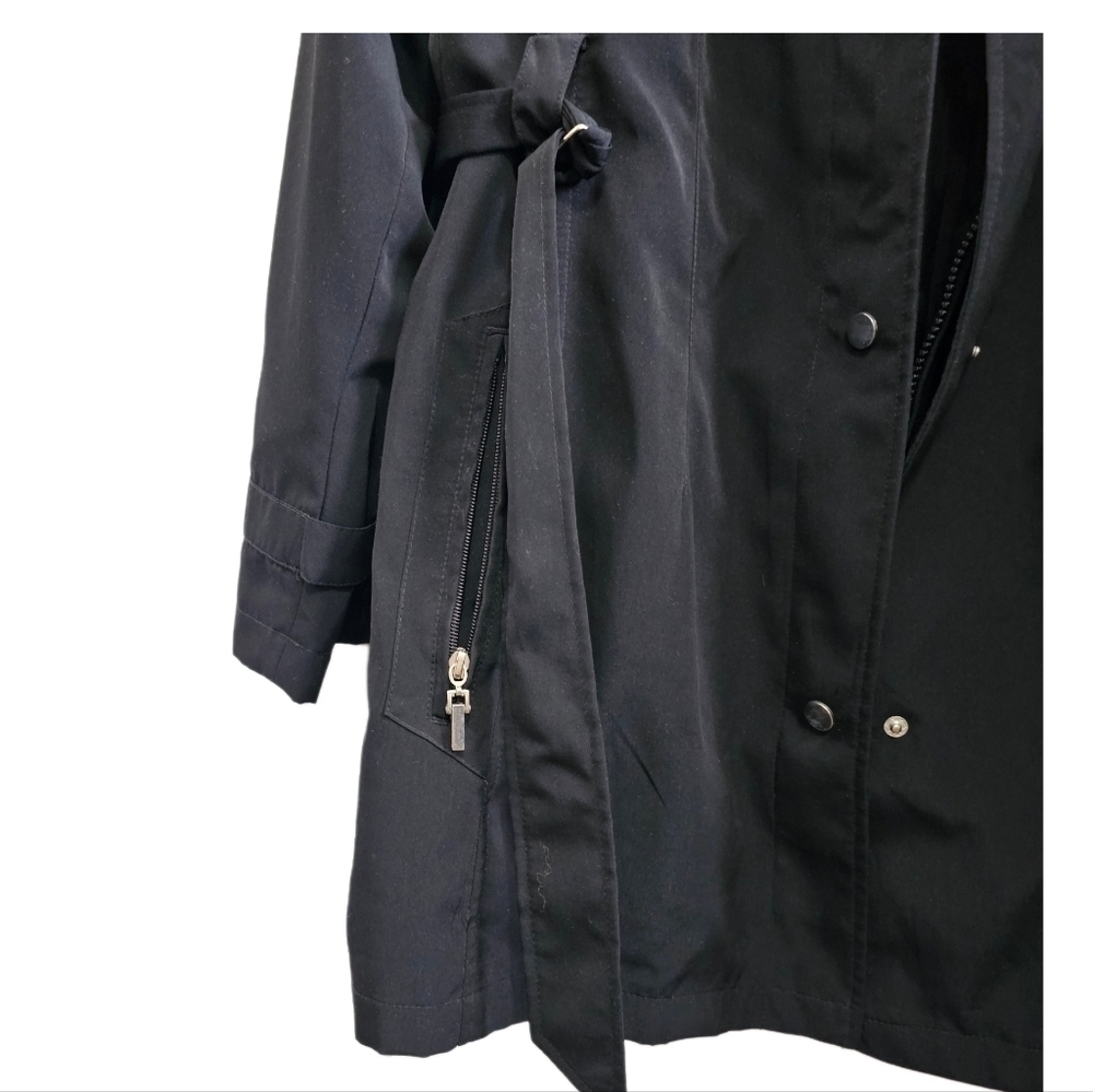 Fleet Street black belted lined raincoat size 2X - Picture 4 of 10